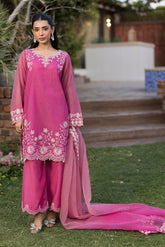 SS25DD-2775 MAGENTA EMBROIDERED DUPATTA