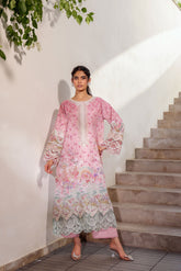 SS24DA-2516 PINK 2PCS HAND EMBELLISHED SHIRT WITH TROUSER