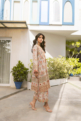 Silk Tunic - 2PCS HAND EMBELLISHED SHIRT WITH TROUSER-SS24DA-2662 BEIGE