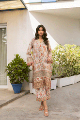 Silk Tunic - 2PCS HAND EMBELLISHED SHIRT WITH TROUSER-SS24DA-2662 BEIGE