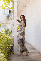 Silk Tunic - 2PCS HAND EMBELLISHED SHIRT WITH TROUSER-SS24DA-2663 MULTI