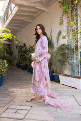 Silk Tunic - 2PCS HAND EMBELLISHED SHIRT WITH TROUSER-SS24DA-2664 LIGHT PURPLE