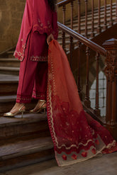 DUPATTA: SS26DD-2918 MAROON EMBROIDED DUPATTA