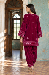 FW26DA-3005 DARK PINK 2PCS EMBROIDERED KURTA WITH TROUSER