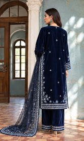 Dupatta : FW26DD-3004 NAVY BLUE EMBROIDERED DUPATTA