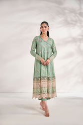 SS24DA-2473 GREEN 2PCS EMBROIDERED KURTA WITH TROUSER
