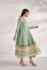 SS24DA-2473 GREEN 2PCS EMBROIDERED KURTA WITH TROUSER