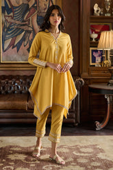 DC-2218 MUSTARD 2PCS EMBROIDERED KURTA WITH TROUSER