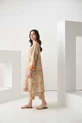DC-2289 BEIGE 2PCS EMBROIDERED KURTA WITH TROUSER