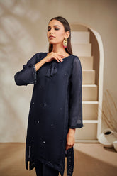 DA-1388 BLUE EMBROIDERED KURTA