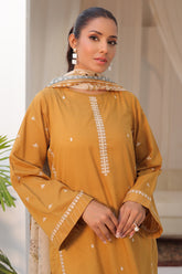 DC-2150 MUSTARD 2PCS EMBROIDERED KURTA WITH DUPATTA