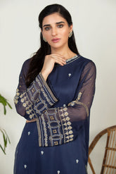DA-1378 BLUE EMBROIDERED KURTA