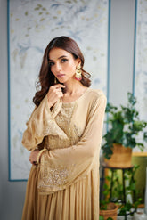 DA-1515 BEIGE EMBROIDERED KURTA
