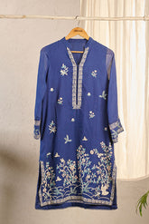 DA-1557 BLUE EMBROIDERED KURTA