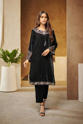 DA-1536 BLACK EMBROIDERED KURTA