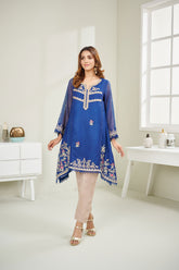DA-1575 BLUE EMBROIDERED KURTA