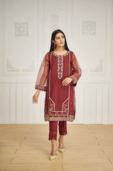 DA-1590 Maroon Embroidered Kurta