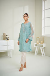 DA-1591 SKY BLUE EMBROIDERED KURTA