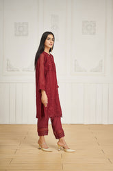 DA-1599 MAROON EMBROIDERED KURTA