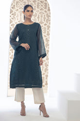 DA-1745 GREEN EMBROIDERED KURTA