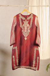 DA-1570 MAROON EMBROIDERED KURTA