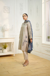 DA-2030 GREY EMBROIDERED KURTA WITH DUPATTA