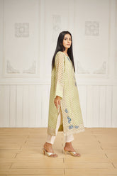 DA-2038 Green Embroidered Kurta