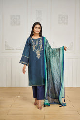 DA-2049 C-GREEN EMBROIDERED KURTA WITH DUPATTA