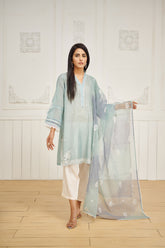 DA-2052 SKY BLUE EMBROIDERED KURTA WITH DUPATTA