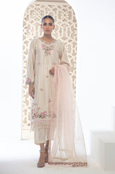 DA-2071 BEIGE EMBROIDERED KURTA