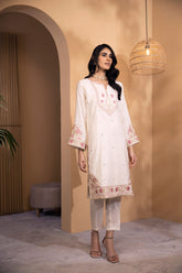 DA-2080 OFF WHITE 2PCS EMBROIDERED KURTA WITH DUPATTA
