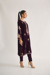 DA-2104 PURPLE EMBROIDERED KURTA WITH TROUSER