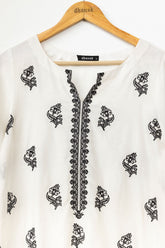 DC-0372 WHITE EMBROIDERED KURTA