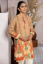 DC-0396 LIGHT BROWN DIGITAL PRINTED KURTA