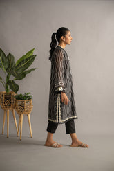 DC-2074 BLACK MUNAR 2PCS EMBROIDERED KURTA WITH TROUSER