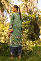 DC-2139 GREEN 2PCS HAND EMBELLISHED SHIRT WITH TROUSER
