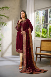 DD-0884 MAROON VELVET SHAWL