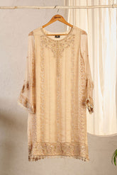 DA-1569 BEIGE EMBROIDERED KURTA