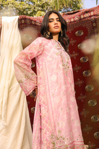 DA-2131 PINK 2PCS  EMBROIDERED KURTA WITH TROUSER