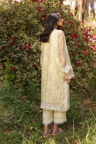 DA-2136 LEMON 2PCS  EMBROIDERED KURTA WITH TROUSER