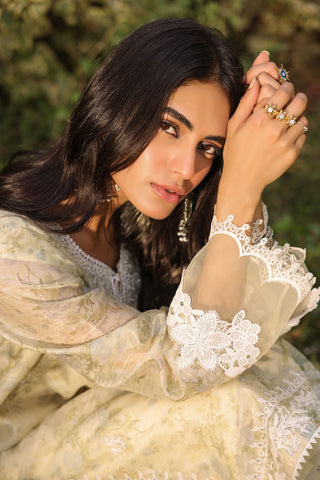 DA-2136 LEMON 2PCS  EMBROIDERED KURTA WITH TROUSER