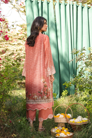 DA-2130 RUST 2PCS  EMBROIDERED KURTA WITH TROUSER