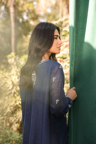 DA-2127 NAVY BLUE 2PCS  EMBROIDERED KURTA WITH TROUSER