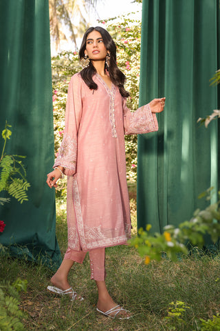 DA-2128 MAUVE 2PCS  EMBROIDERED KURTA WITH TROUSER