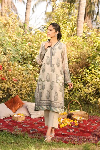 DA-2129 GREEN 2PCS  EMBROIDERED KURTA WITH TROUSER
