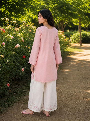 SS26DC-2627 LIGHT PINK 2PCS  EMBROIDERED KURTA WITH TROUSER