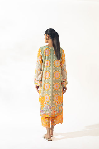 SS24DC-2330 ORANGE LAWN 2PCS PRINTED KURTA WITH TROUSER