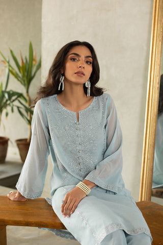 DA-2222 LIGHT-GREY EMBROIDERED KURTA