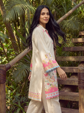 SS26DC-2601 OFF WHITE LAWN 2PCS EMBROIDERED KURTA WITH TROUSER