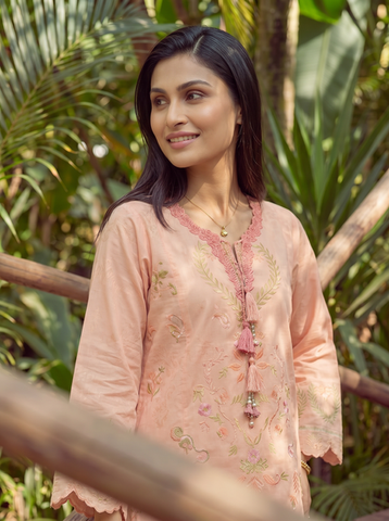 SS26DC-2605 ORANGE LAWN 2PCS EMBROIDERED KURTA WITH TROUSER